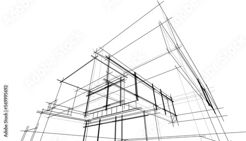 Architectural sketch of a house