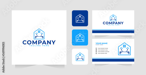 Washing or cleaning home logo design inspiration and business card