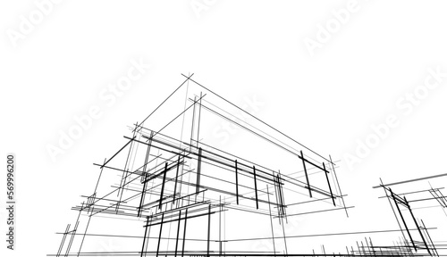 Architectural sketch of a house