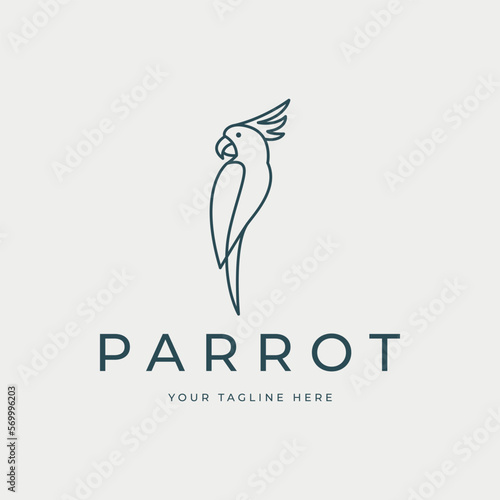 parrot bird logo line art vector template illustration design