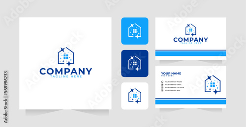 Washing or cleaning home logo design inspiration and business card