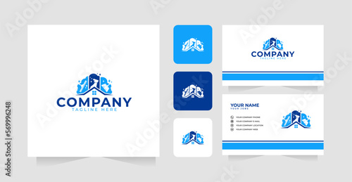 Washing or cleaning home logo design inspiration and business card