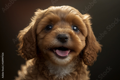 Portrait of a cute cavapoo puppy dog photo