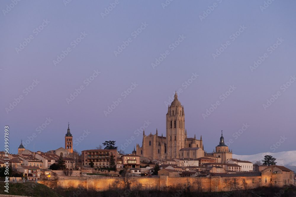 Panoramic view of Segovia and Guadarrama Mountains, Spain