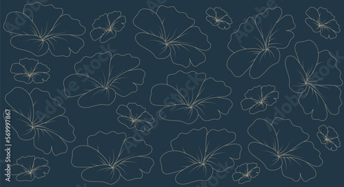 Wallpaper Mural Flowers Background with golden outline Torontodigital.ca