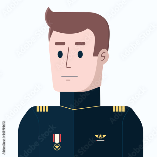 Soldier in formal uniform. Isolated on white background. Flat colorful vector illustration.