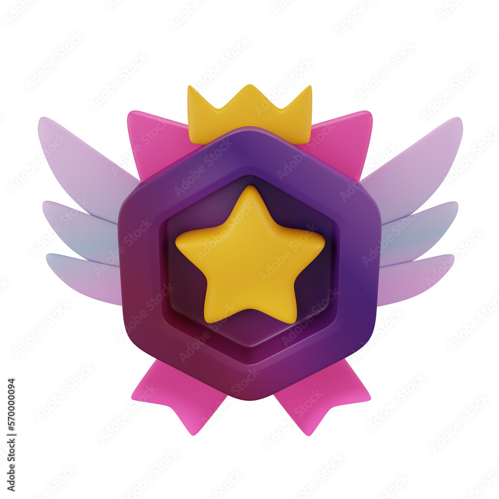 3D game badge fantasy icon, UI level up mobile app gift star render, ranking medal shield, wings. Cyber sport round award, victory trophy reward, rating bonus experience label. Game badge casino bonus 3D game badge fantasy icon, UI level up mobile app gift star render, ranking medal shield, wings. Cyber sport round award, victory trophy reward, rating bonus experience label. Game badge casino bonus