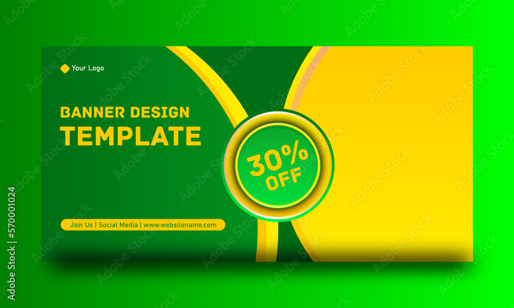Horizontal header web banner. Modern banner design with green and ...