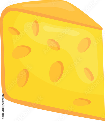 Cheese piece icon. Cartoon food. Dairy product
