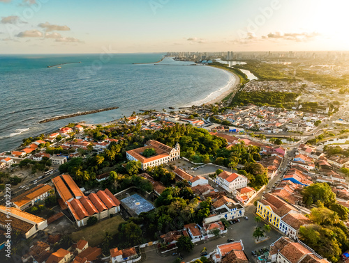 aerial photo with drone of the city of Olinda and Recife in Pernambuco Brazil photo
