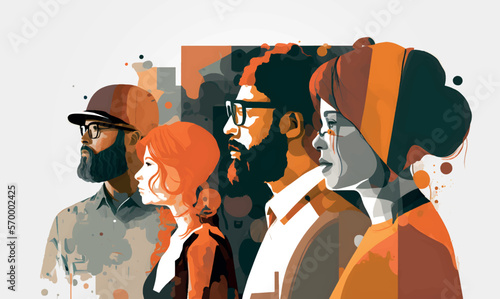 abstract background of professionals, business people, ethnic diversity.