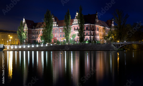 Wroclaw museum by night, Poland.