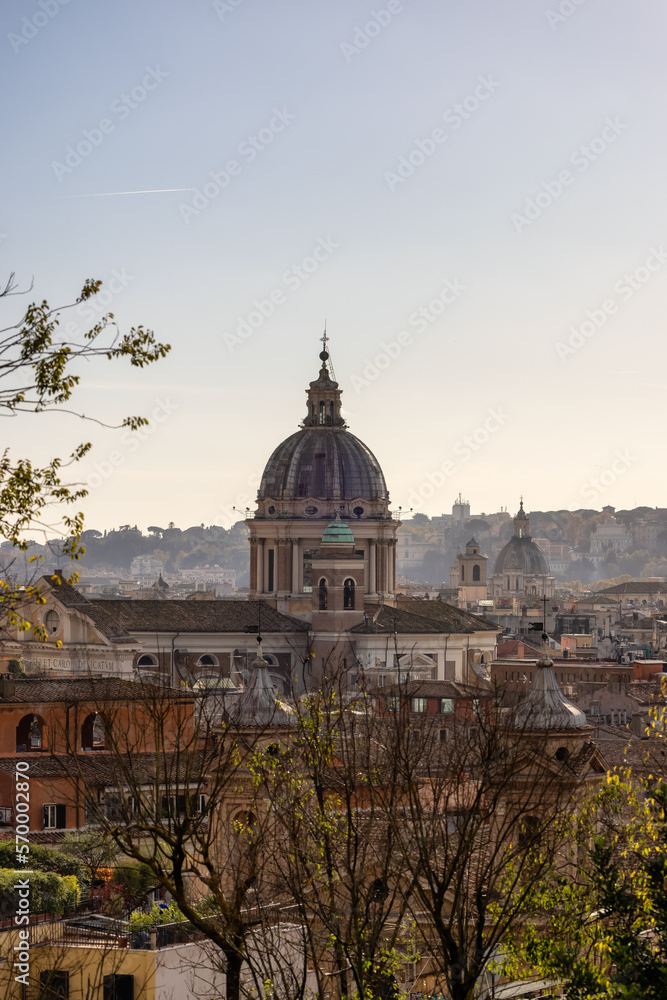 Buildings in Downtown City of Rome, Italy. Sunny Fall Season day.