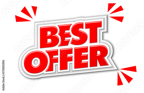 Best offer text effect template for flyer, web banner and store campaign. Vector on transparent background