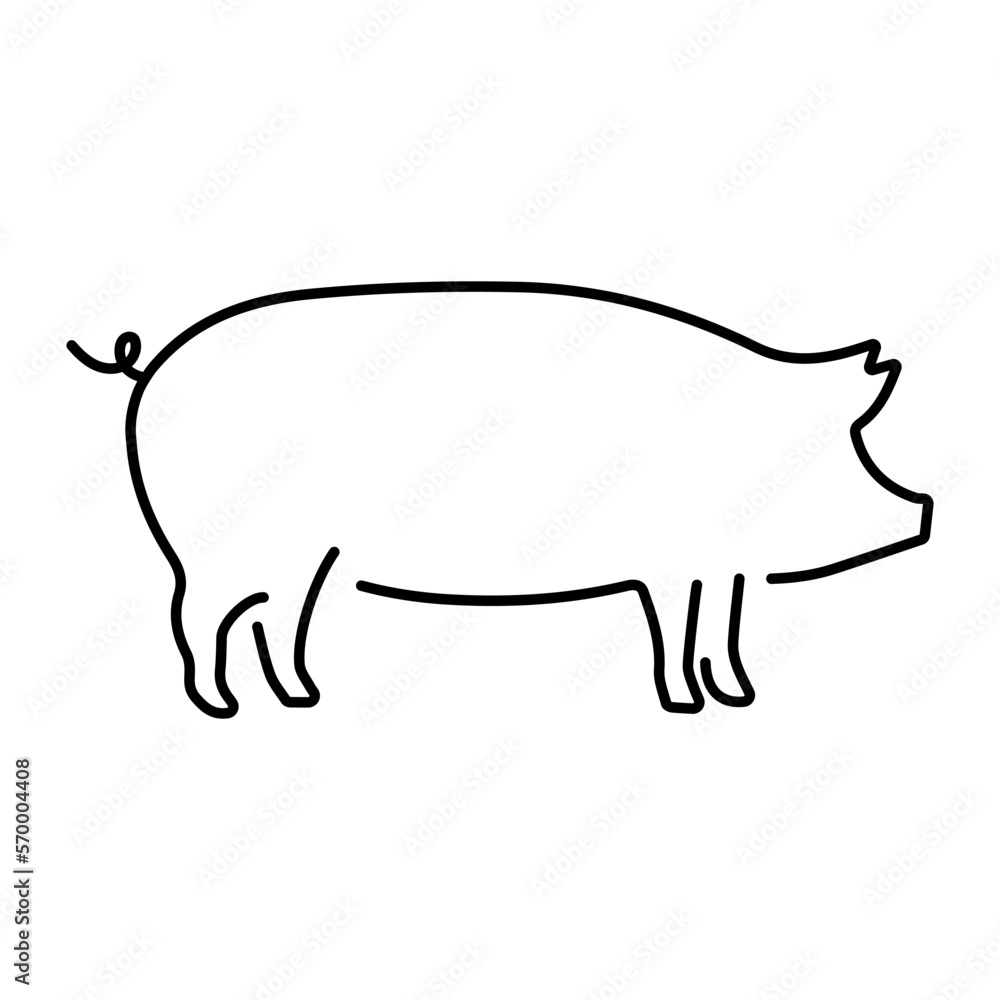 pig icon on white background, vector illustration. pig icon on white background, vector illustration.