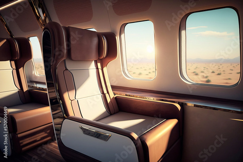 Luxurious first class airplane seat - AI generative