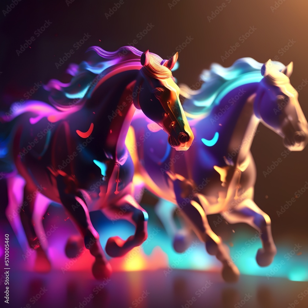 Obraz premium colorful horses gallop