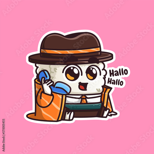 cute detective sushi answer phone