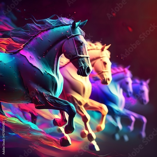 colorful horses gallop