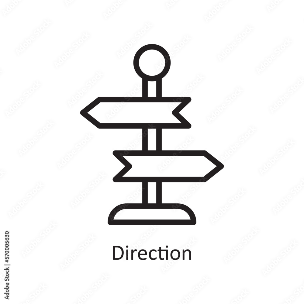 Direction Vector Outline Icon Design illustration. Engineering Symbol on White background EPS 10 File Direction Vector Outline Icon Design illustration. Engineering Symbol on White background EPS 10 File