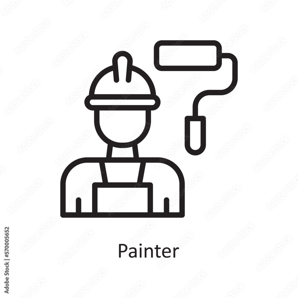 Painter Vector Outline Icon Design illustration. Engineering Symbol on White background EPS 10 File Painter Vector Outline Icon Design illustration. Engineering Symbol on White background EPS 10 File