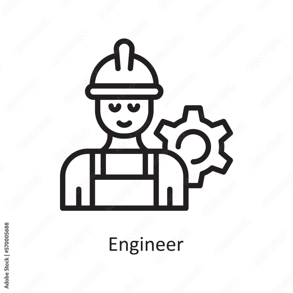 Engineer Vector Outline Icon Design illustration. Engineering Symbol on White background EPS 10 File Engineer Vector Outline Icon Design illustration. Engineering Symbol on White background EPS 10 File