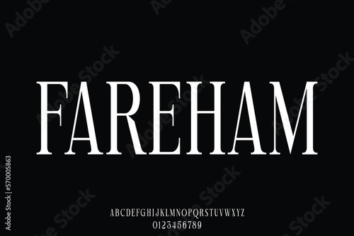 Elegant condensed serif font vector