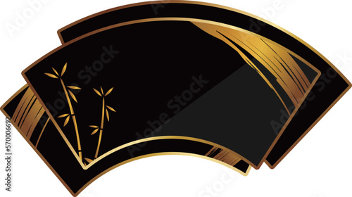 和風の扇型フレーム　ブラック＆ゴールド