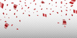 Red confetti background. Red confetti falling from the top. Birthday celebration. Vector EPS 10