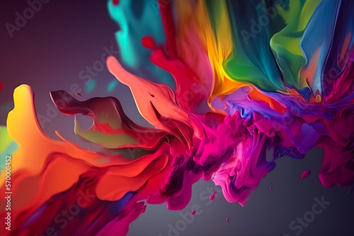 Dynamic color splash oil painting abstract background. Generative AI