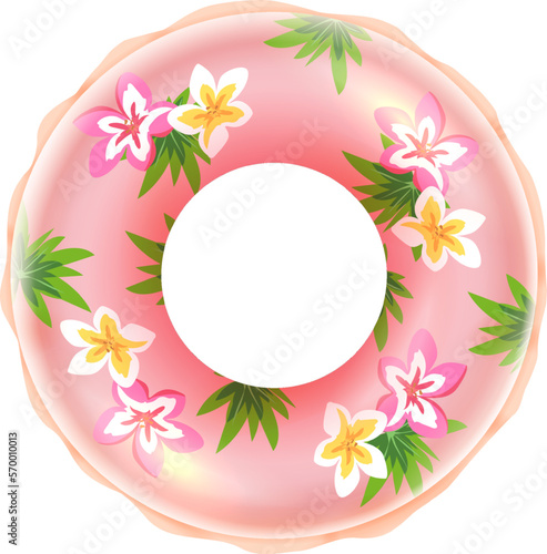 Pool party ring. Realistic inflatable swimming donut