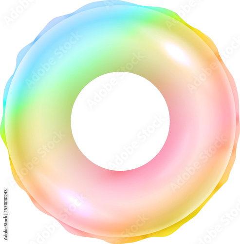 Swimming ring. Inflatable realistic donut. Summer party