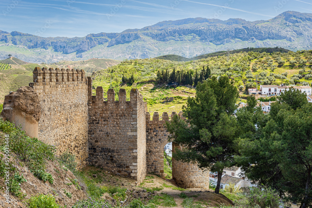 Fortress wall near Alcazaba citadel. Antequera, Malaga province, Andalusia, Spain.