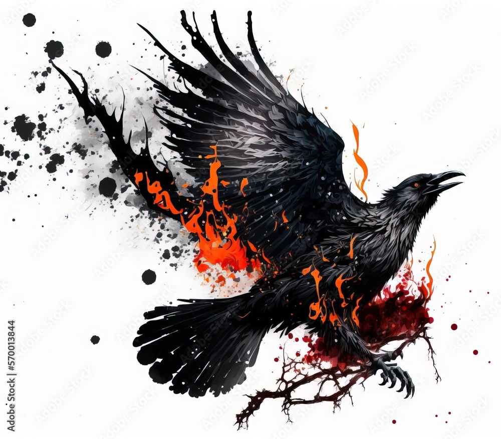 pencil sketch of a fire raven pencil sketch of a fire raven