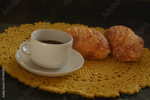 Breakfast, coffee and bread photo