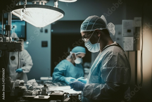 a doctor or researcher in an operating room or research room, surgery preparation. Generative AI
