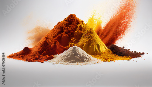 Generative AI illustration of mix Indonesian pices powder in white background photo