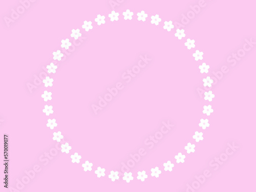 桜円形フレーム：白
