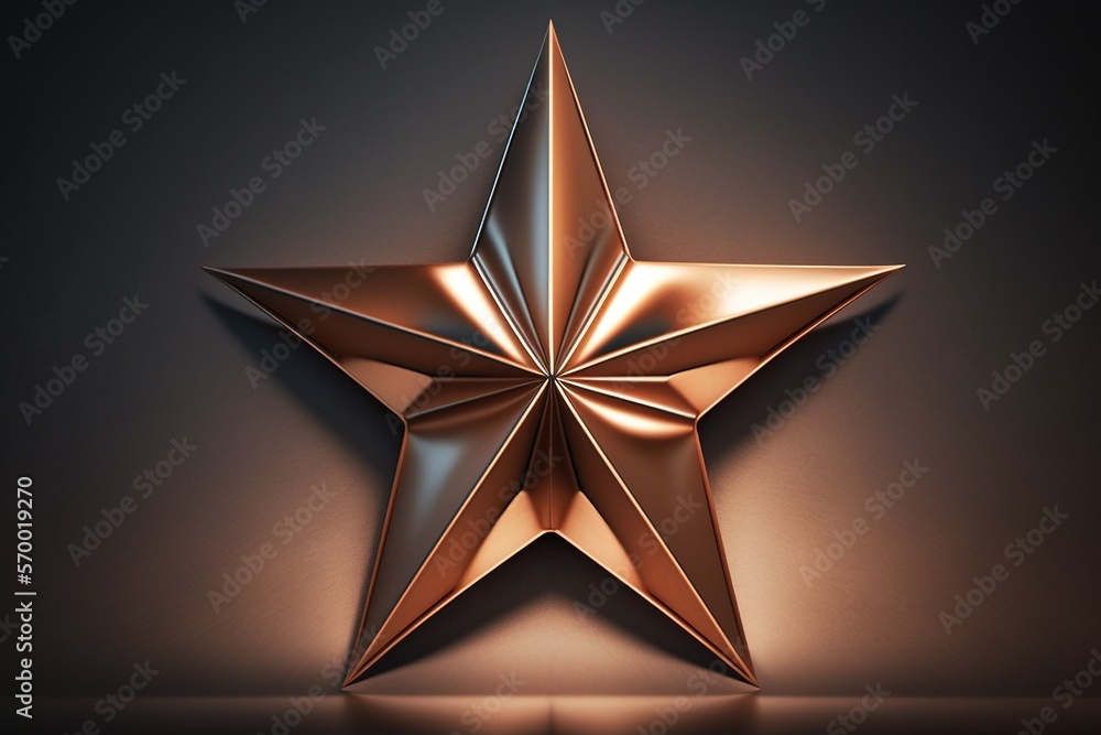 A five-pointed star made of metal, a beautiful illustration on a simple background. Beautiful shape. A five-pointed star made of metal, a beautiful illustration on a simple background. Beautiful shape.