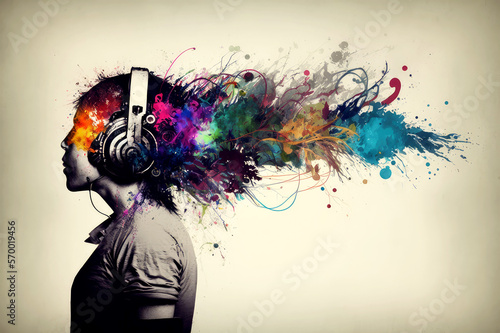 person with headphones, the power of music, ai