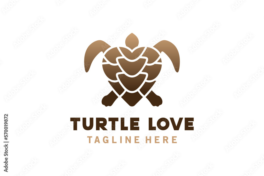 Obraz premium Turtle love logo design creative concept