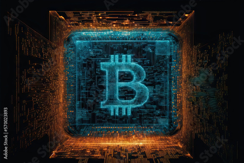 Transparent square shaped bitcoin logo photo
