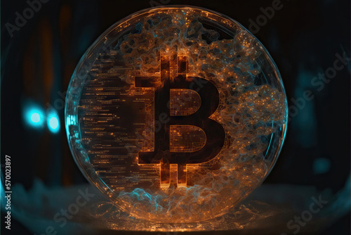 Transparent round shaped bitcoin logo photo