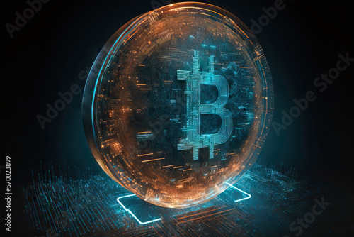 Transparent round shaped bitcoin logo photo