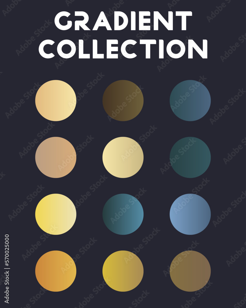A set of universal gradients. Color combinations. Vector illustration