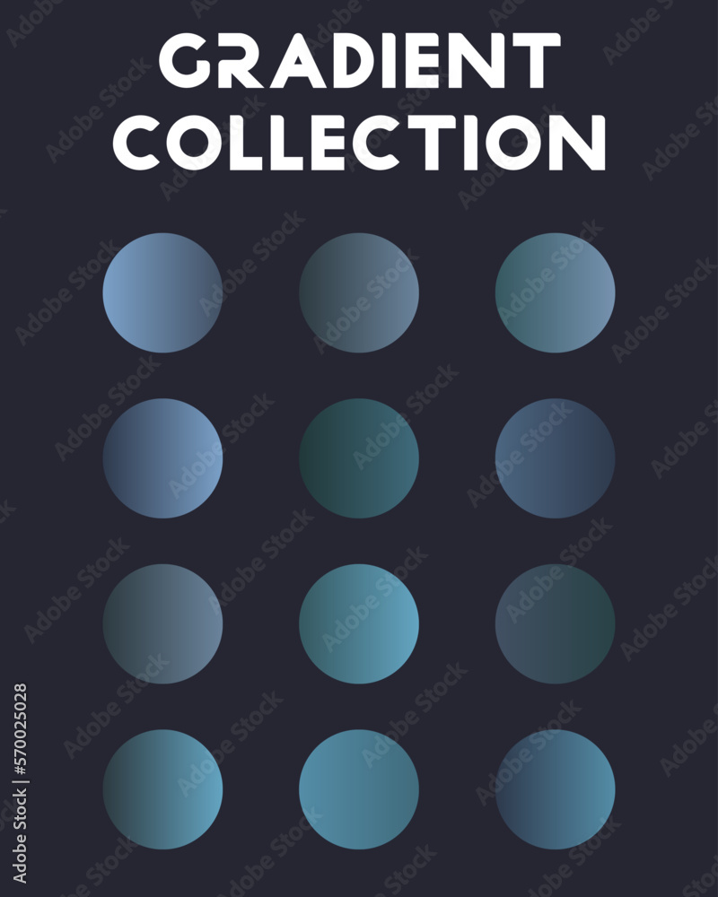 A set of universal gradients. Color combinations. Vector illustration