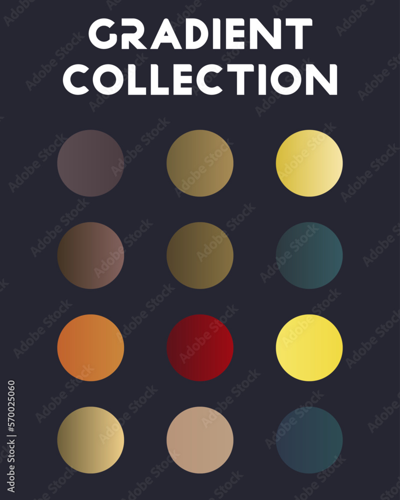 A set of universal gradients. Color combinations. Vector illustration