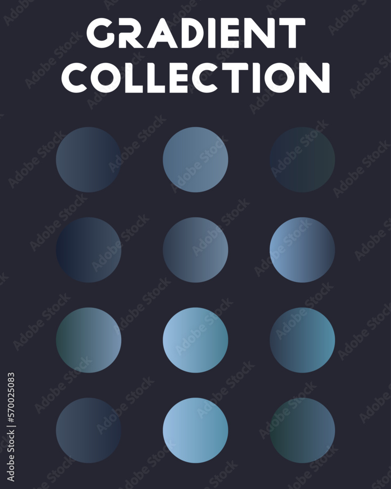 A set of universal gradients. Color combinations. Vector illustration