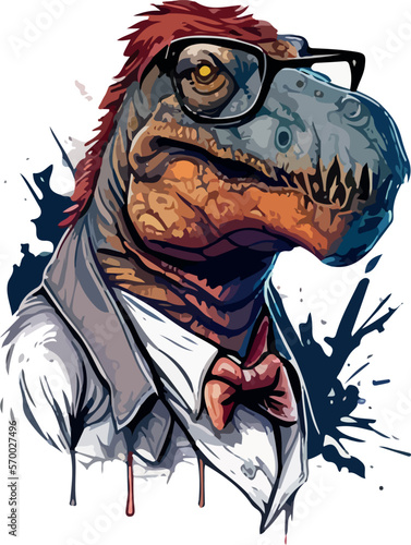 Vector color nerd Dinosaur head