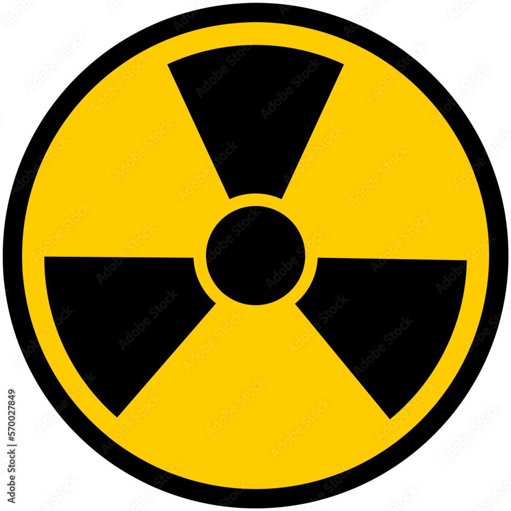 radiation warning hazard sign on white background, Yellow Nuclear sign ...